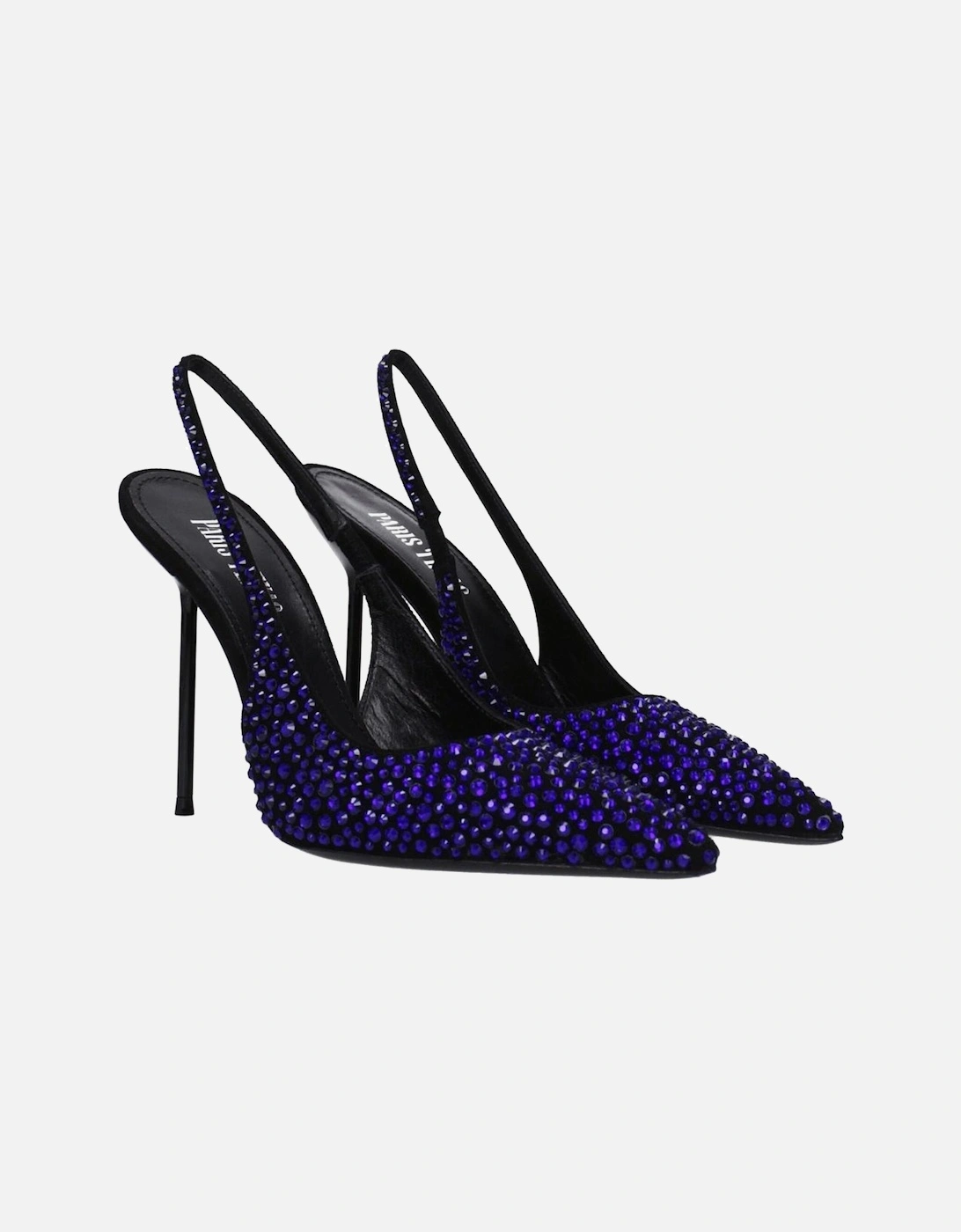 Suede High Heel Sandals with Rhinestones Women - Black