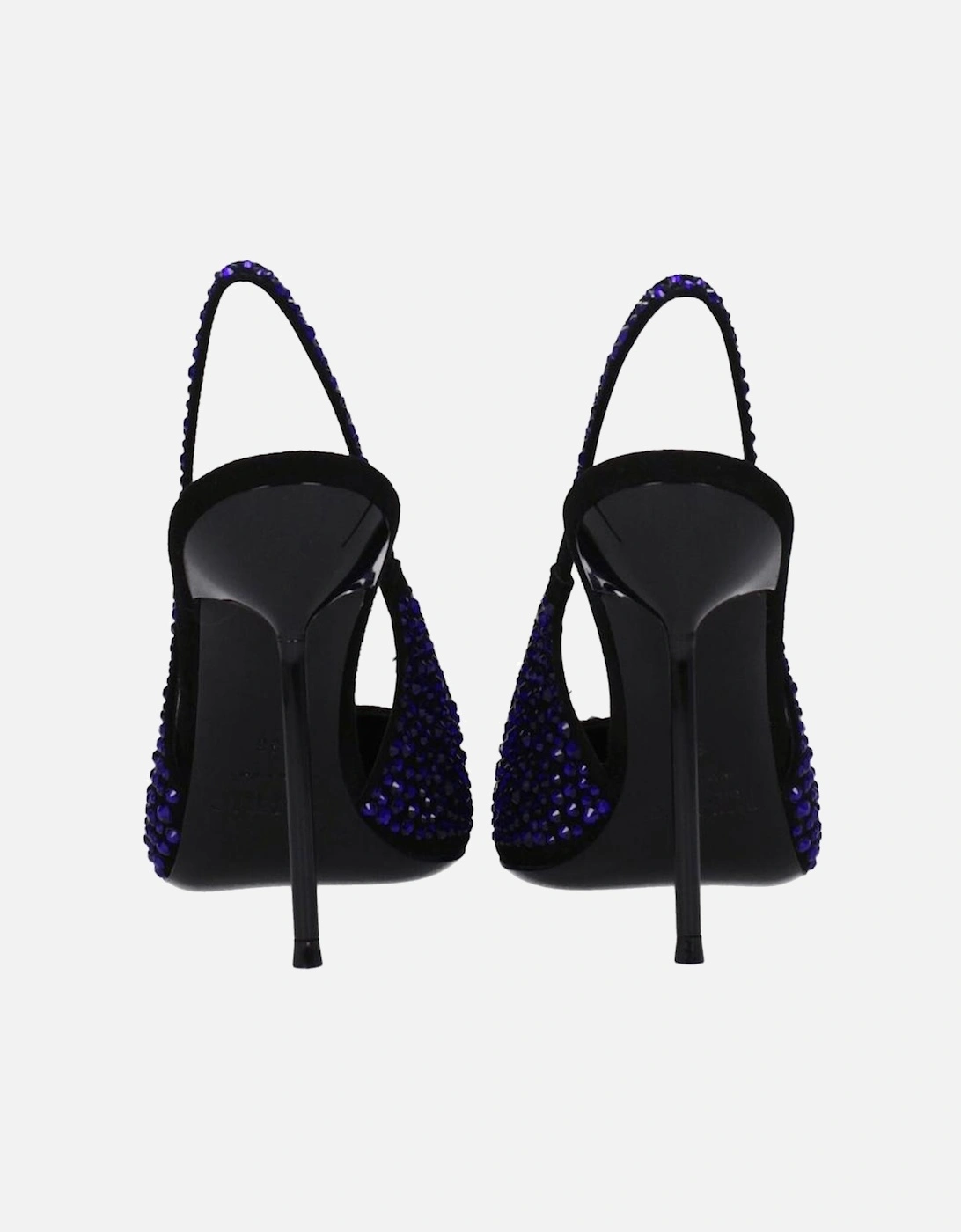 Suede High Heel Sandals with Rhinestones Women - Black