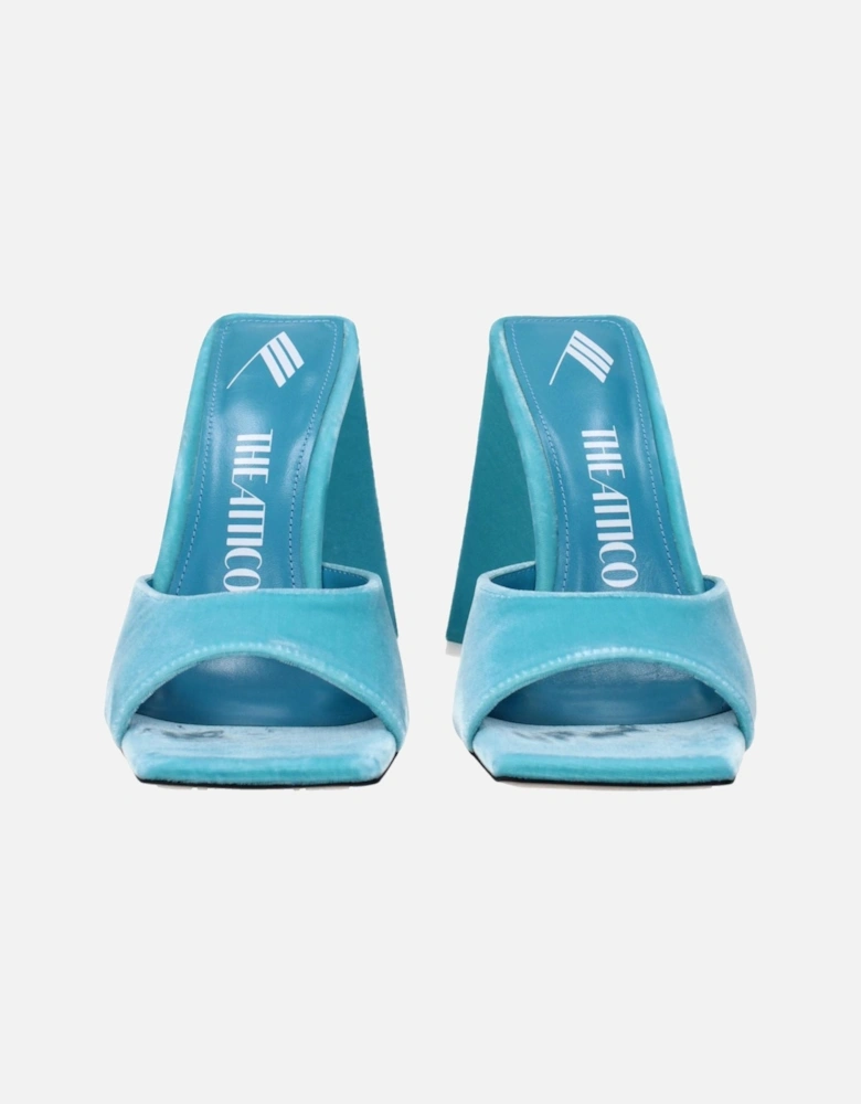 Velvet High Heel Open Toe Sandals Women - Light Blue