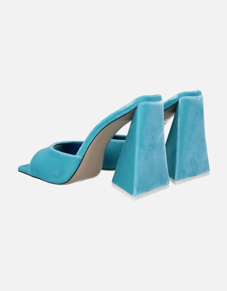 Velvet High Heel Open Toe Sandals Women - Light Blue