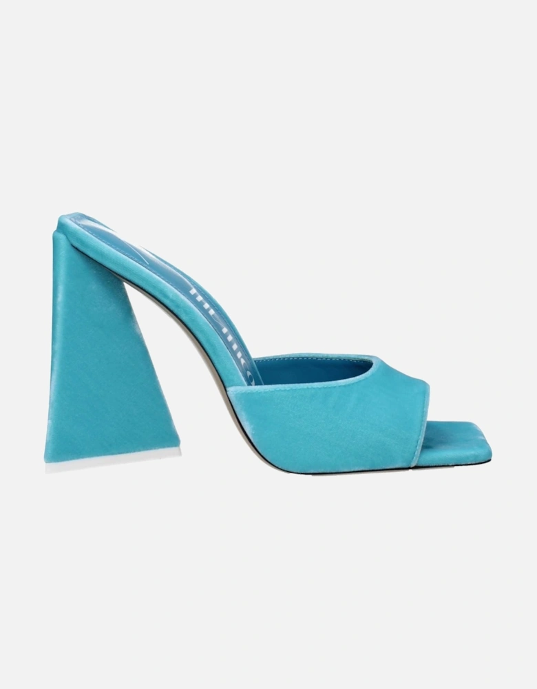 Velvet High Heel Open Toe Sandals Women - Light Blue