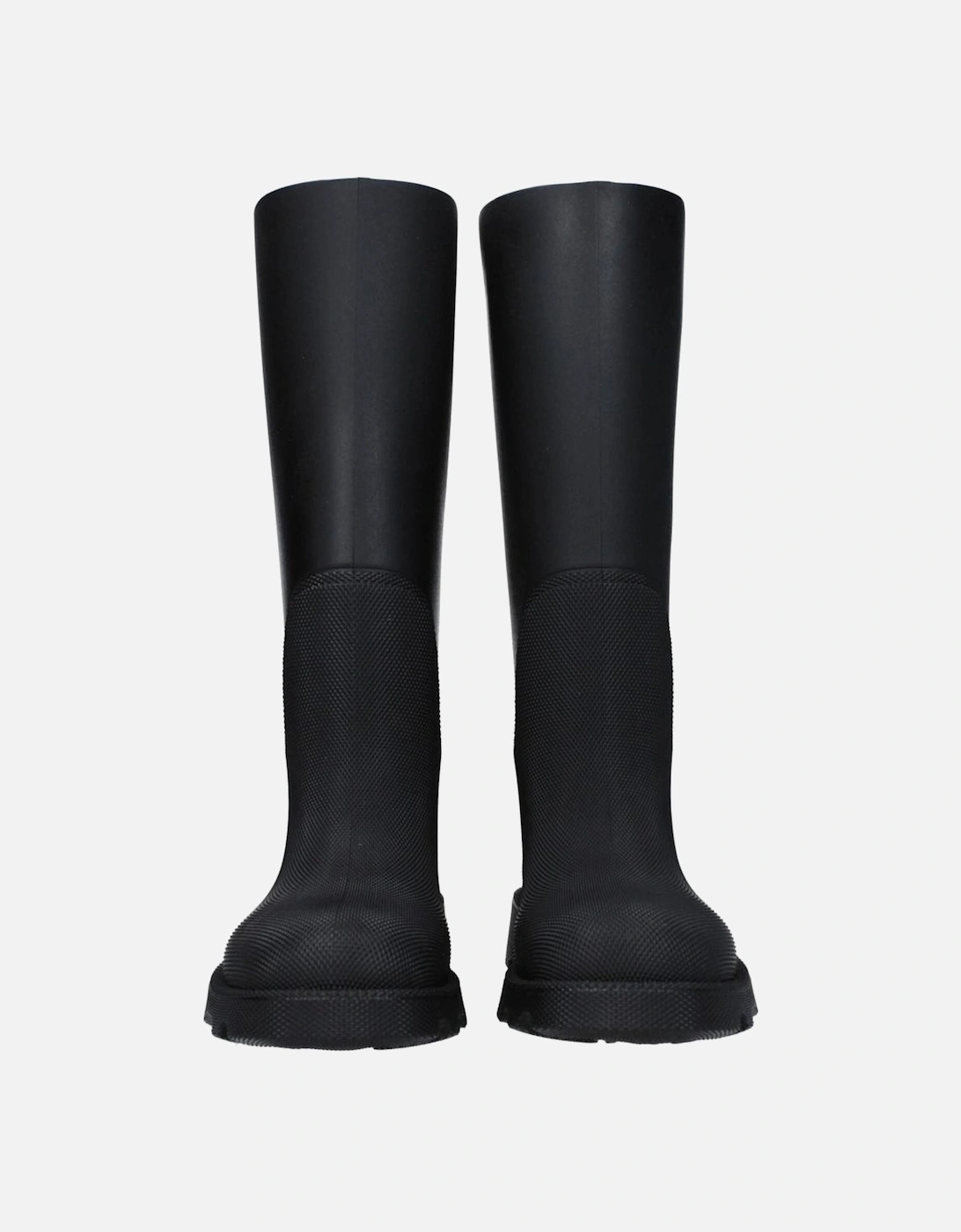 Rubber Casual Mid Heel Boots with Round Toe Women - Black