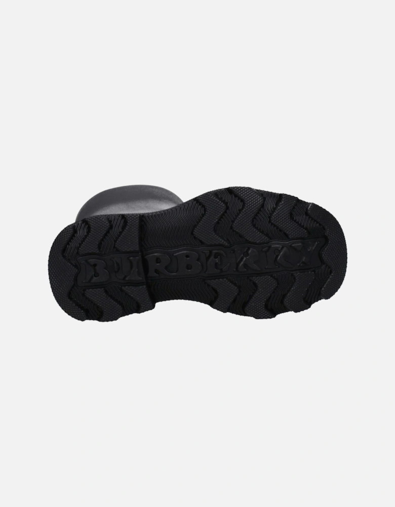 Rubber Casual Mid Heel Boots with Round Toe Women - Black