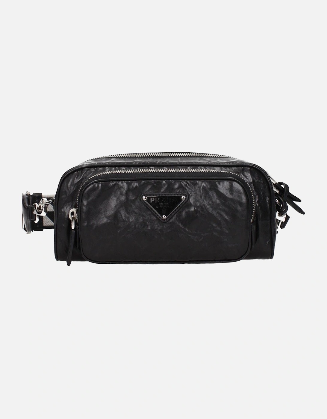 Leather Crossbody Bag with Adjustable Strap Women - Black, 4 of 3