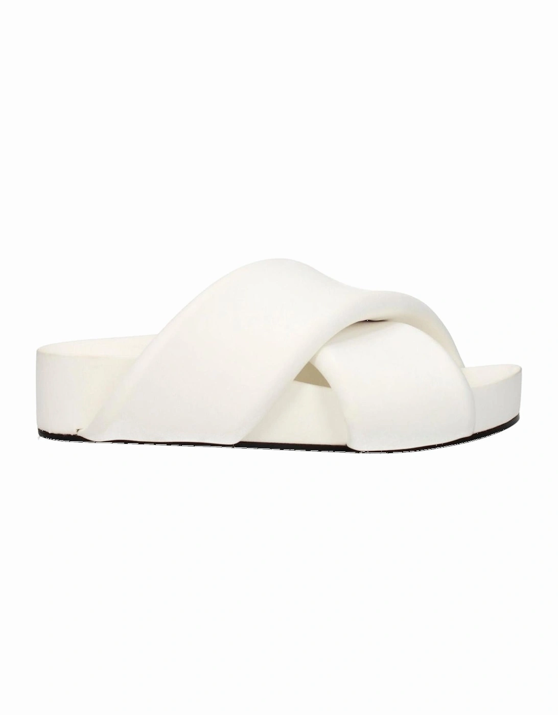 Open Toe Leather Mid Heel Slippers Women - White Sandals, 4 of 3
