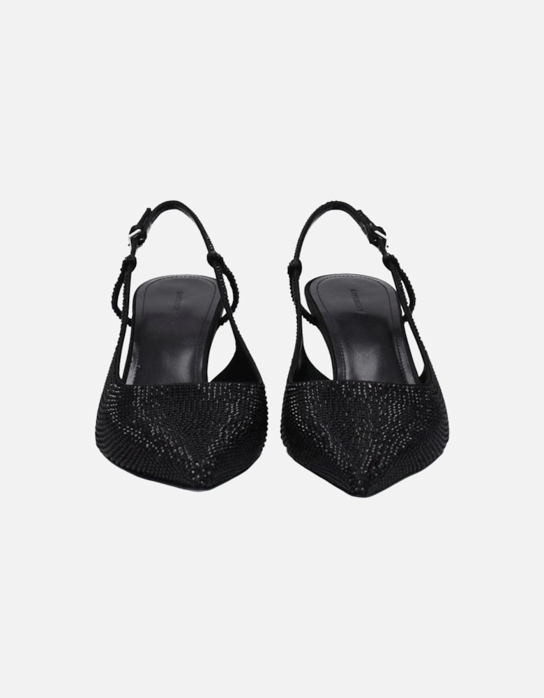 Rhinestone Pointy Toe Mid Heel Sandals Women - Black
