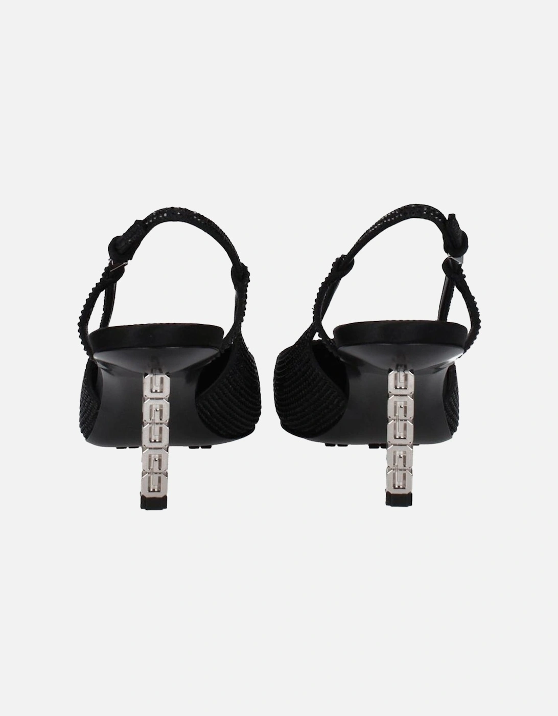 Rhinestone Pointy Toe Mid Heel Sandals Women - Black