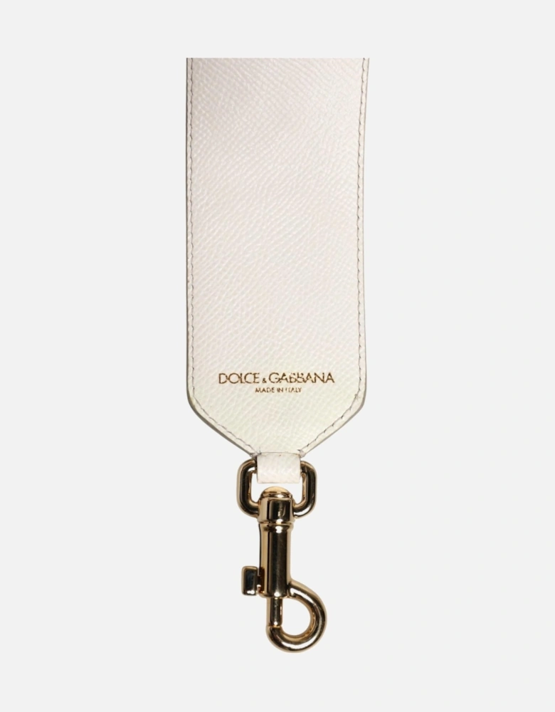 Leather Shoulder Bag Strap with Floral Print Women - White