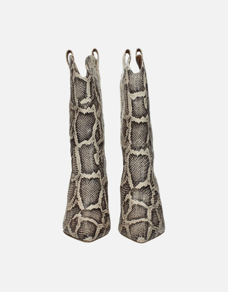 Pointy Toe Leather Ankle Boots Women - Beige