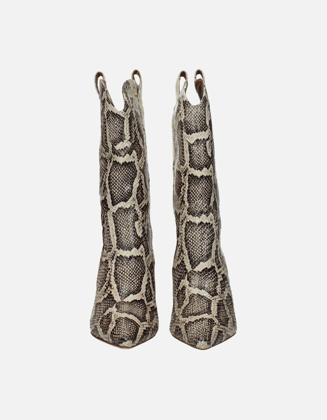 Pointy Toe Leather Ankle Boots Women - Beige