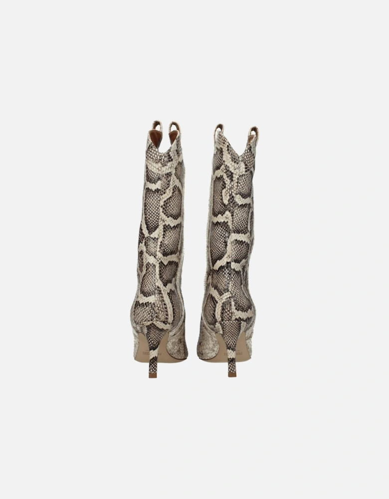 Pointy Toe Leather Ankle Boots Women - Beige