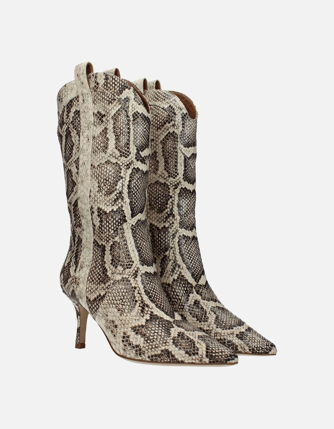 Pointy Toe Leather Ankle Boots Women - Beige