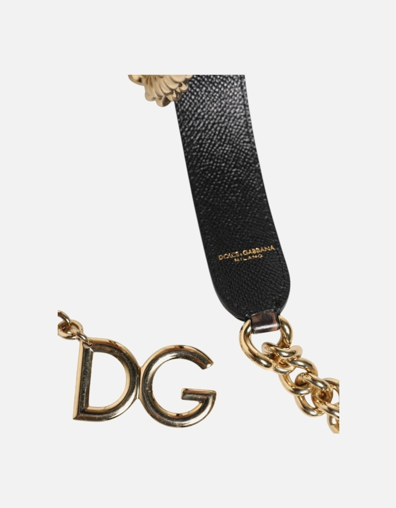 Leather Shoulder Bag Strap with Gold Clasp Detailing Women - Brown