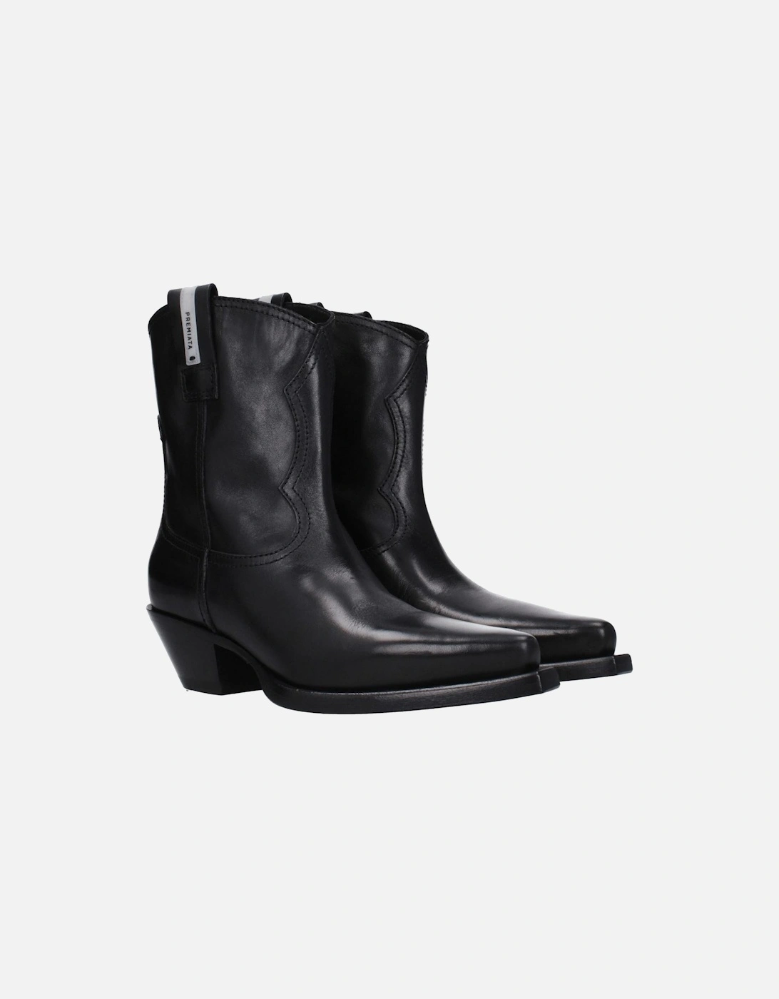 Leather Ankle Boots with Vintage Aged Effect Women - Black