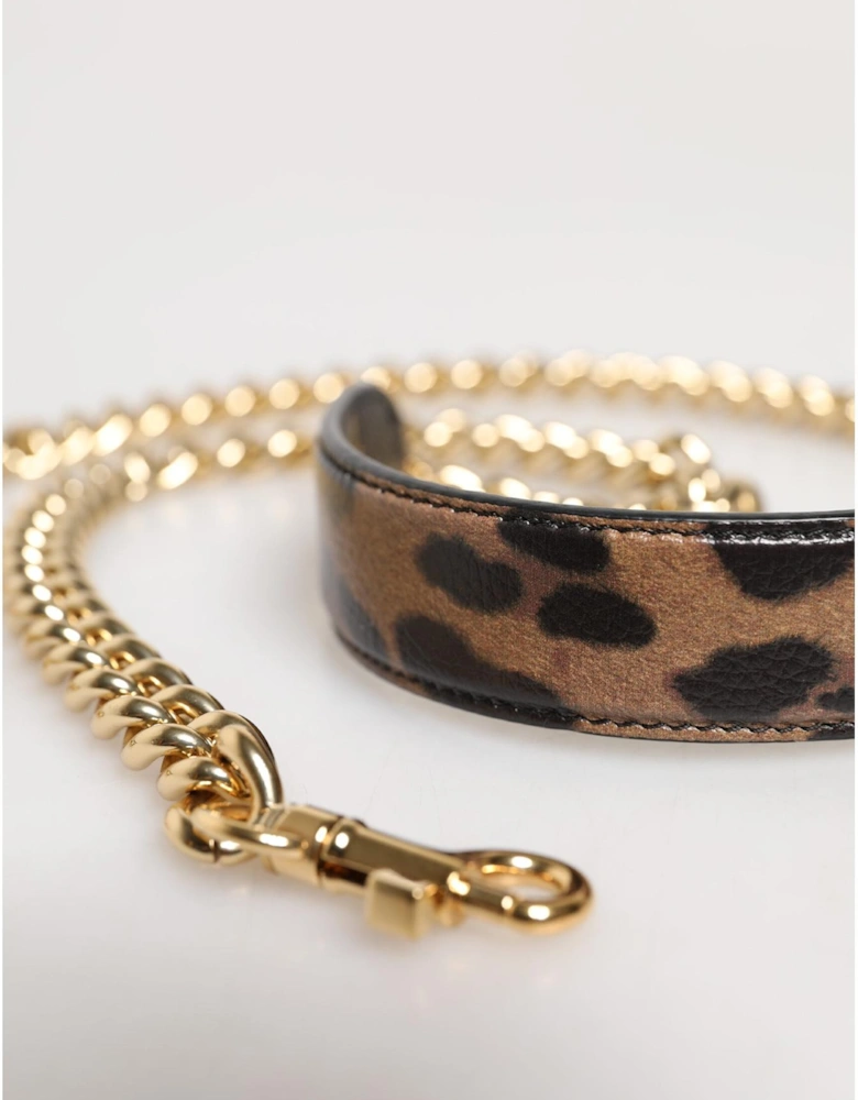 Leather Shoulder Bag Strap with Gold Clasp Detailing Women - Brown