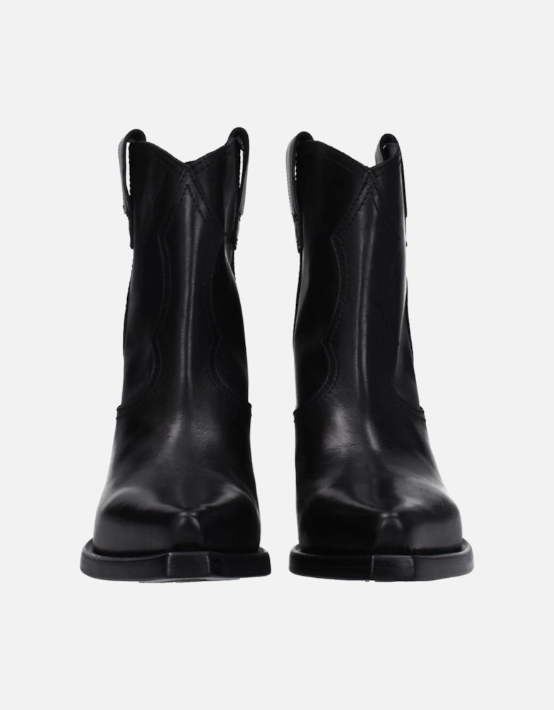 Leather Ankle Boots with Vintage Aged Effect Women - Black