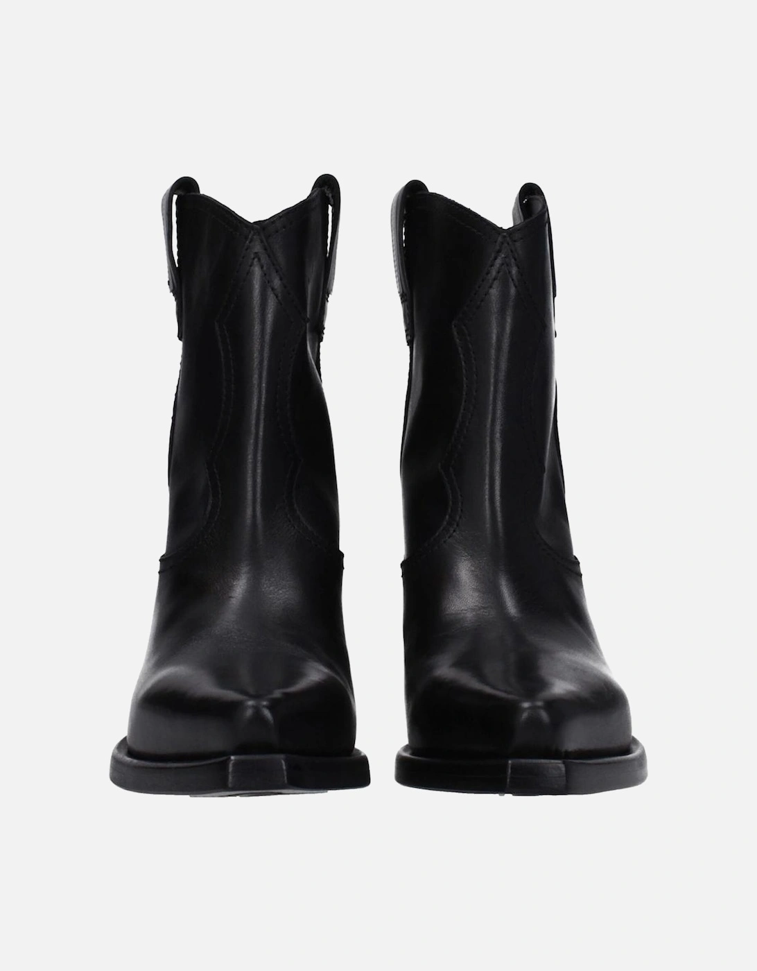 Leather Ankle Boots with Vintage Aged Effect Women - Black