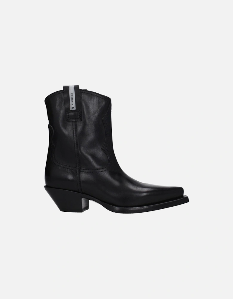 Leather Ankle Boots with Vintage Aged Effect Women - Black