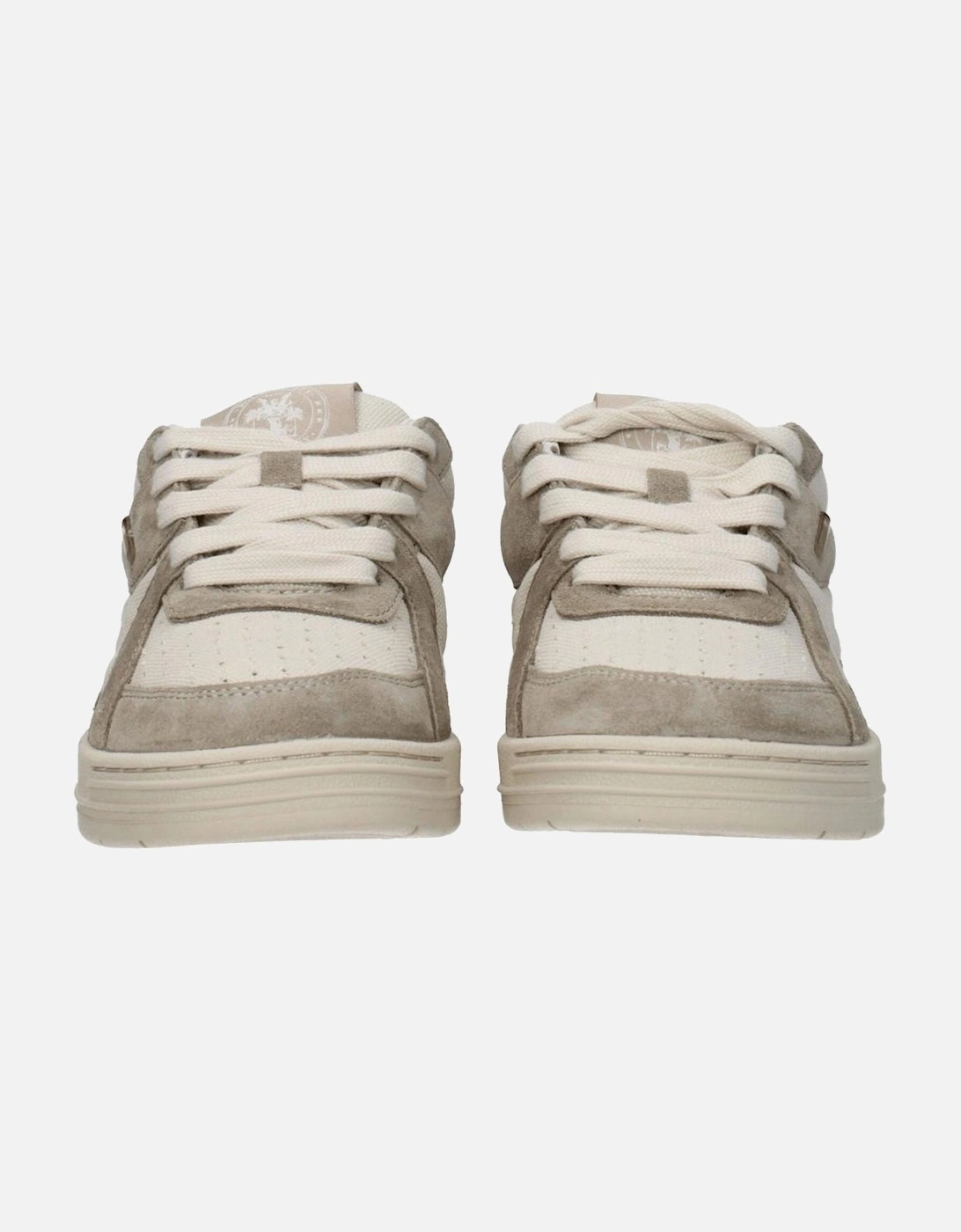 Suede Lace-Up Sneakers with Logos Women - Beige