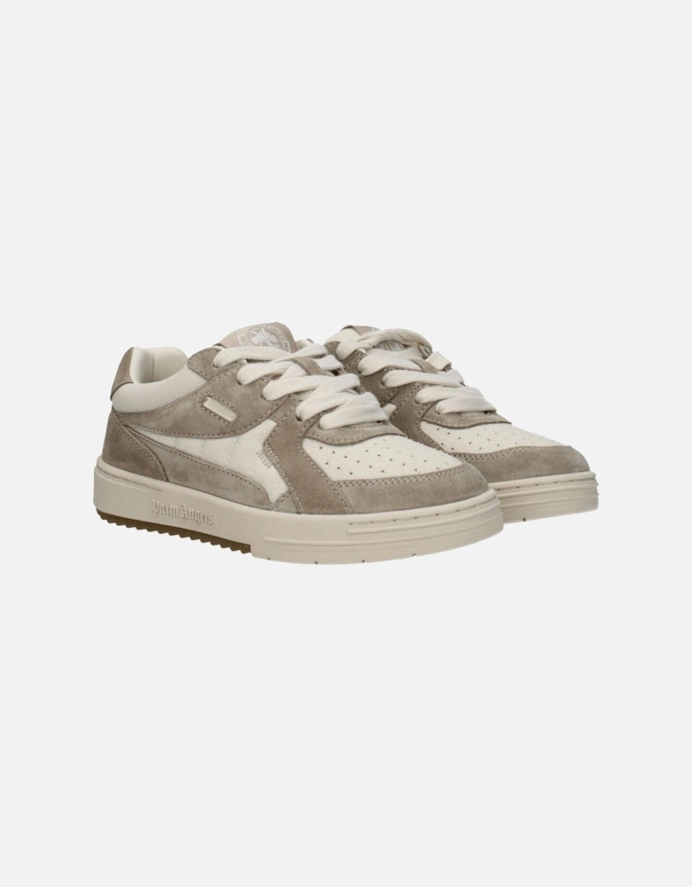 Suede Lace-Up Sneakers with Logos Women - Beige
