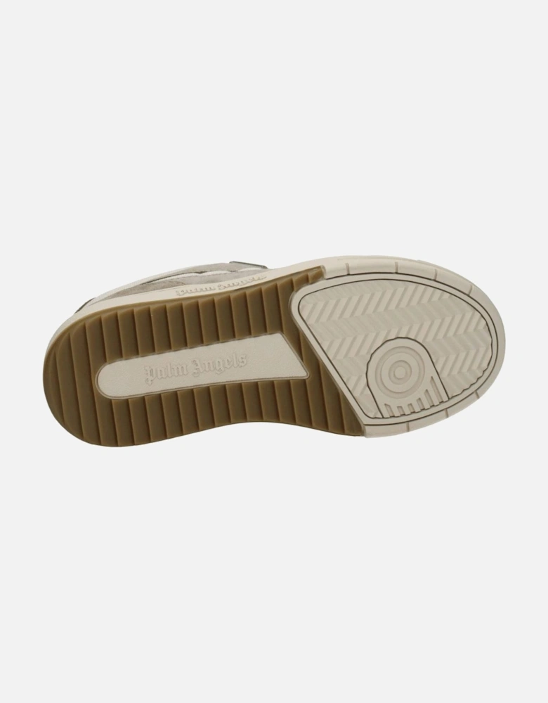 Suede Lace-Up Sneakers with Logos Women - Beige