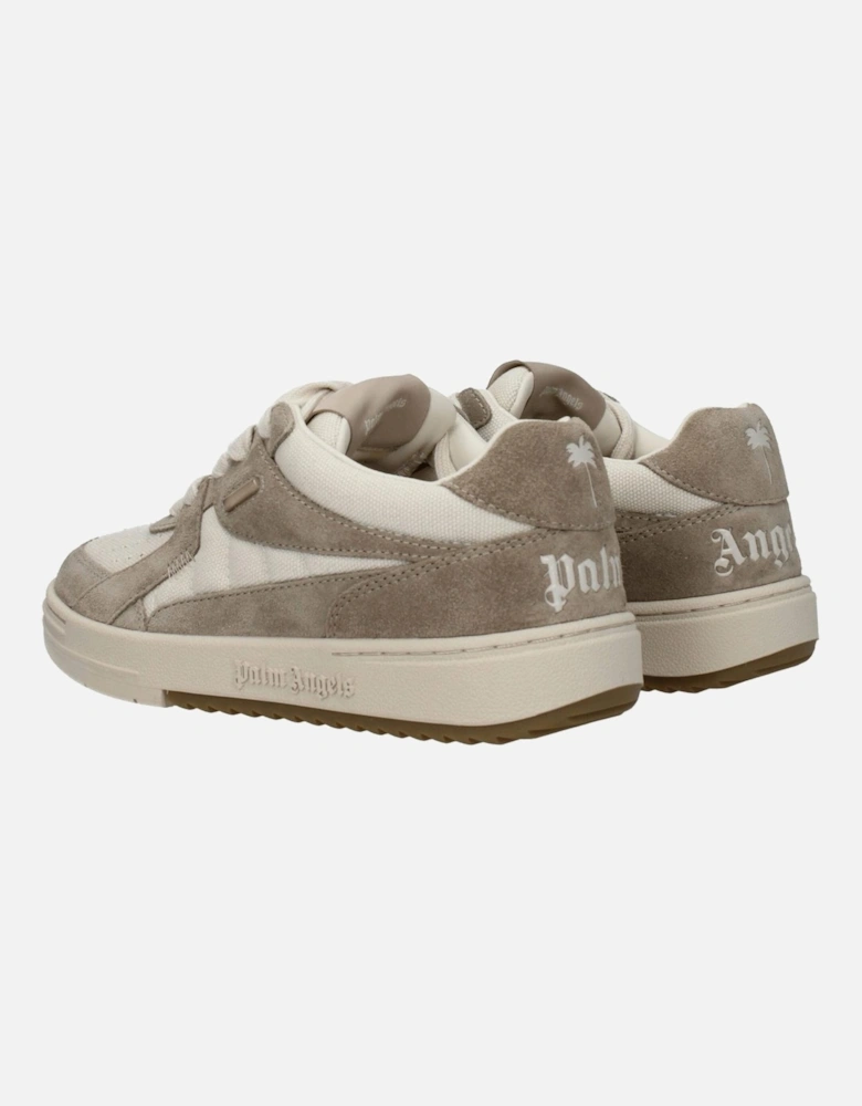 Suede Lace-Up Sneakers with Logos Women - Beige