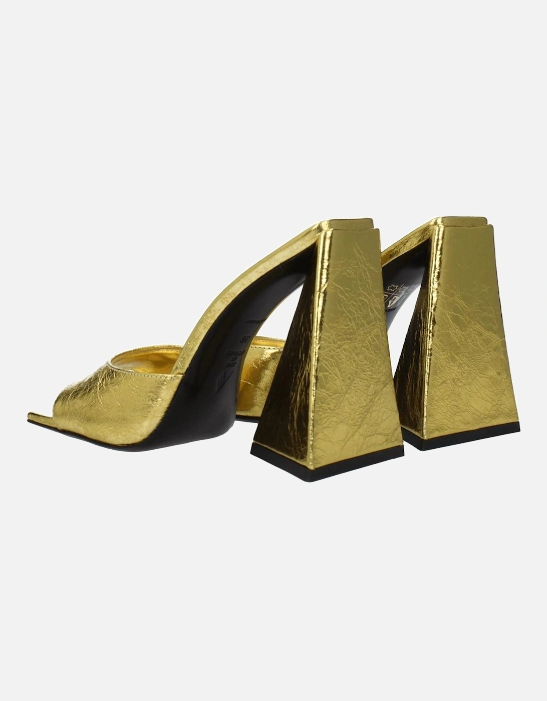 Pin Up High Heel Leather Sandals Women - Gold