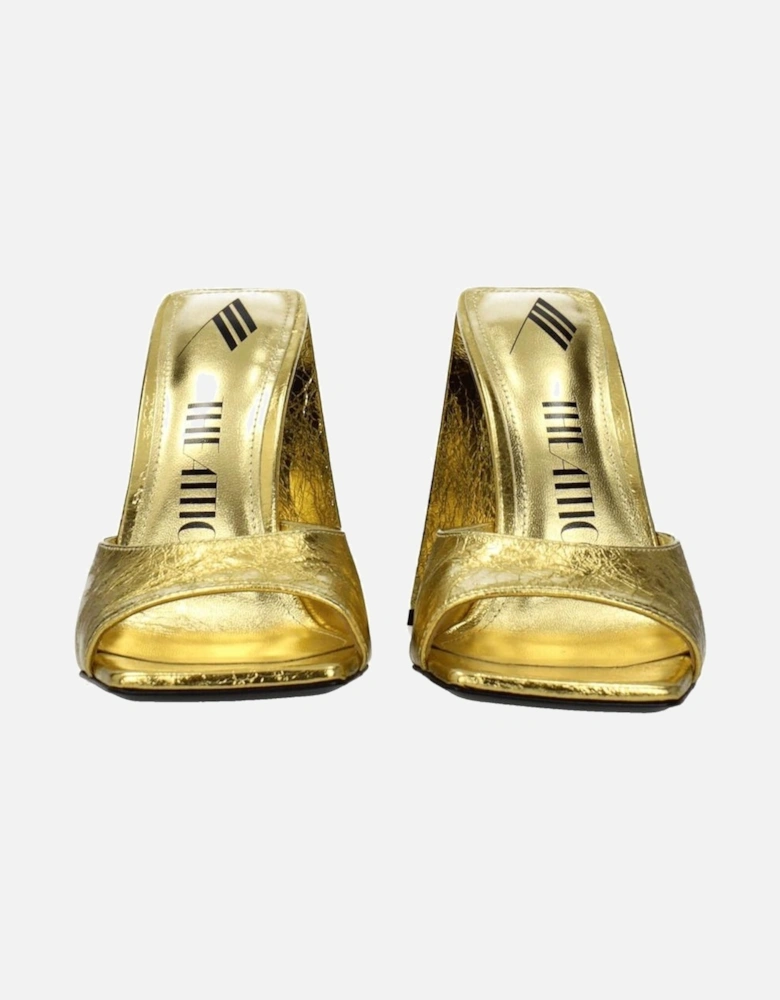 Pin Up High Heel Leather Sandals Women - Gold