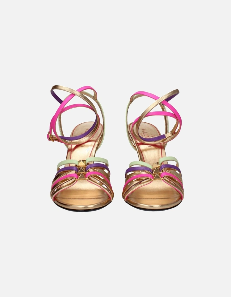 Studded Leather High Heel Sandals Women - Multicolor