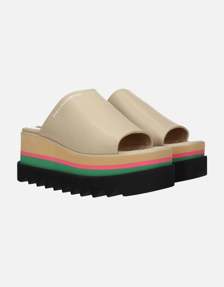 Eco Leather Open Toe Wedge Slippers Women - Beige Sandals