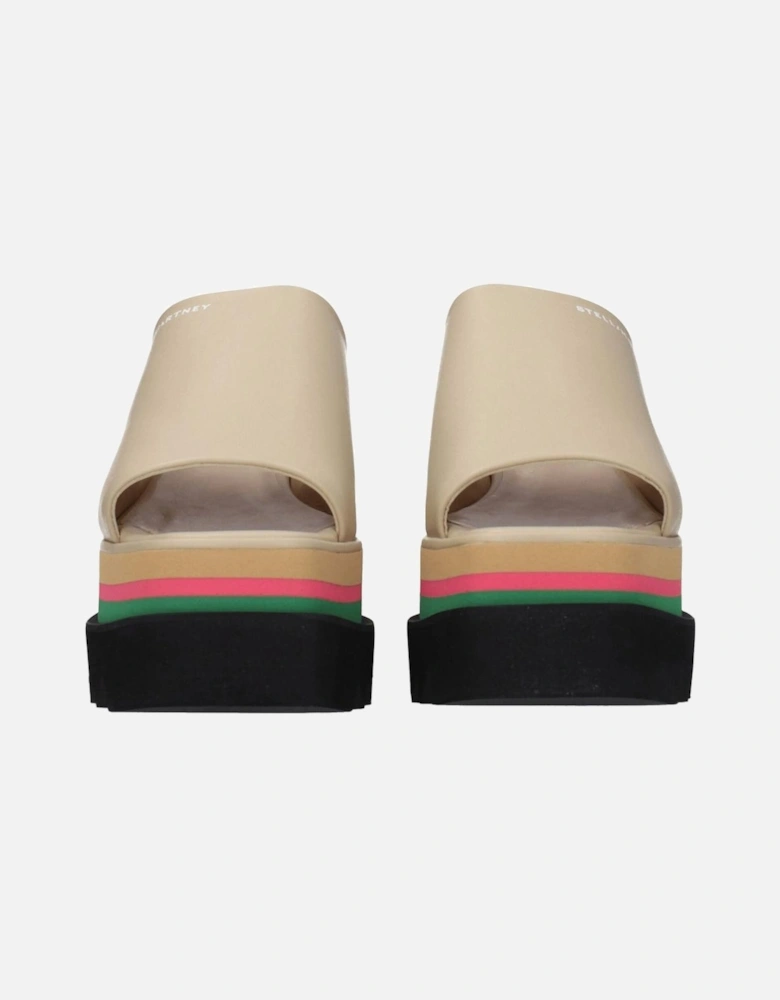 Eco Leather Open Toe Wedge Slippers Women - Beige Sandals