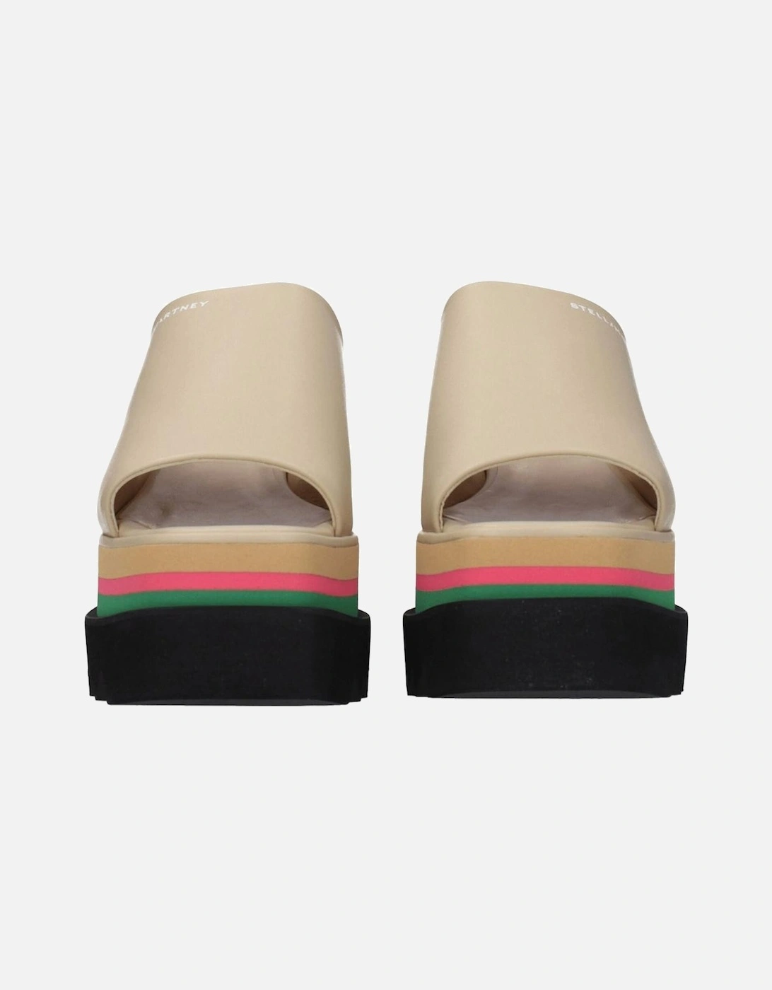 Eco Leather Open Toe Wedge Slippers Women - Beige Sandals