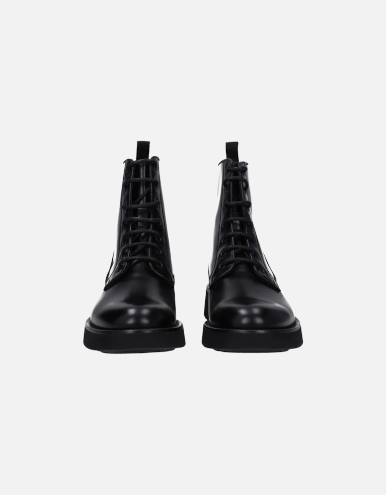 Vintage Effect Leather Ankle Boots Women - Black