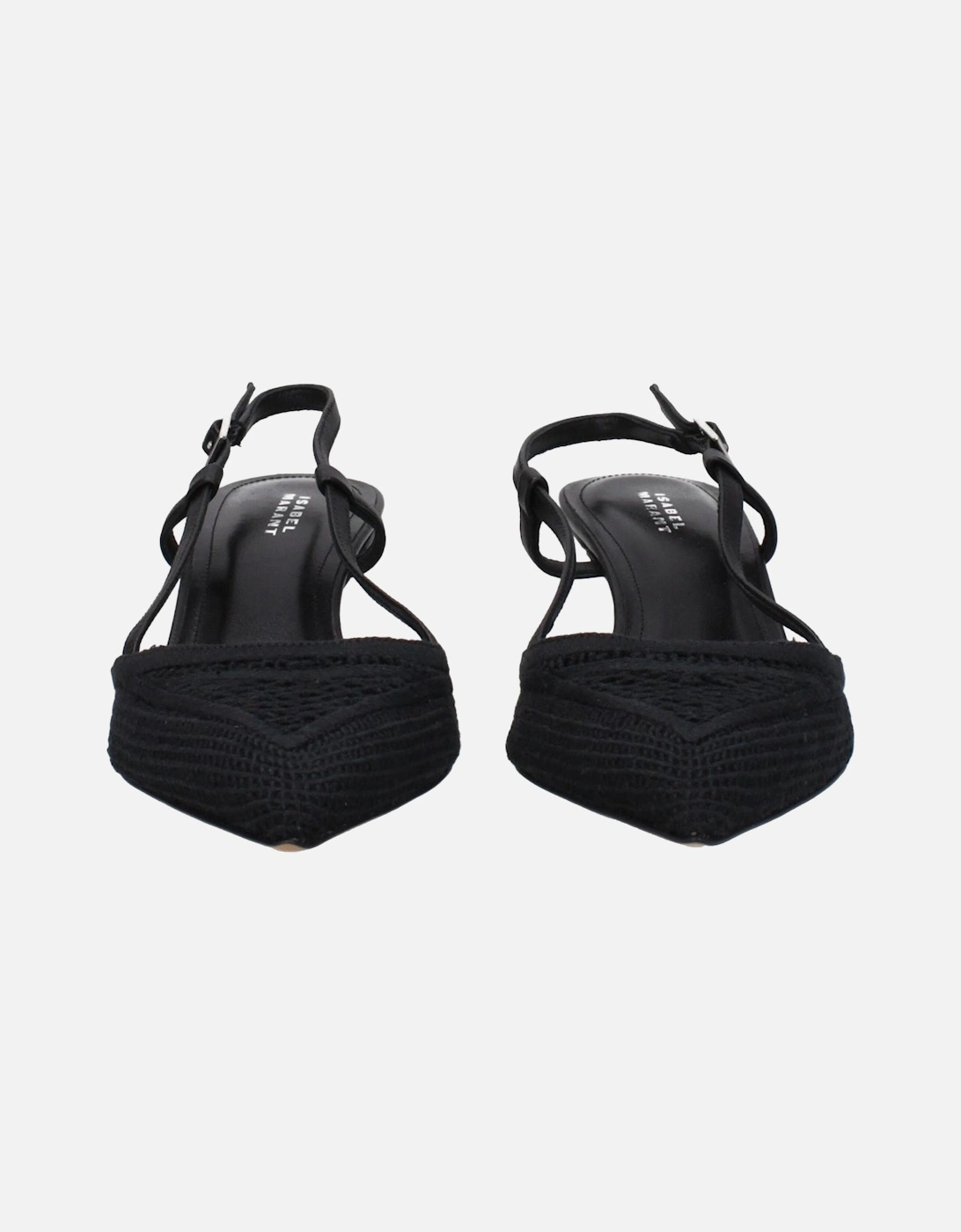 Fabric Mid-Heel Pointy Toe Sandals Women - Black