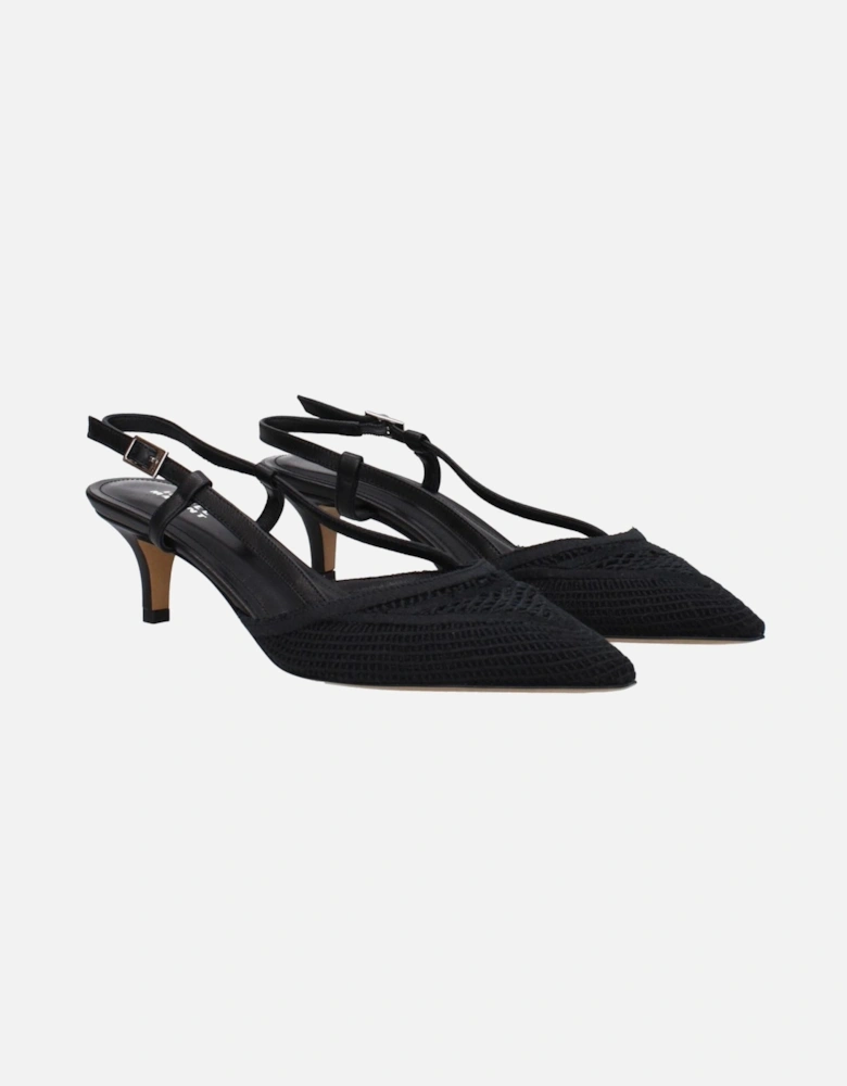 Fabric Mid-Heel Pointy Toe Sandals Women - Black