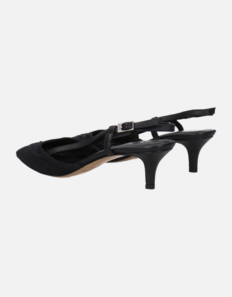 Fabric Mid-Heel Pointy Toe Sandals Women - Black