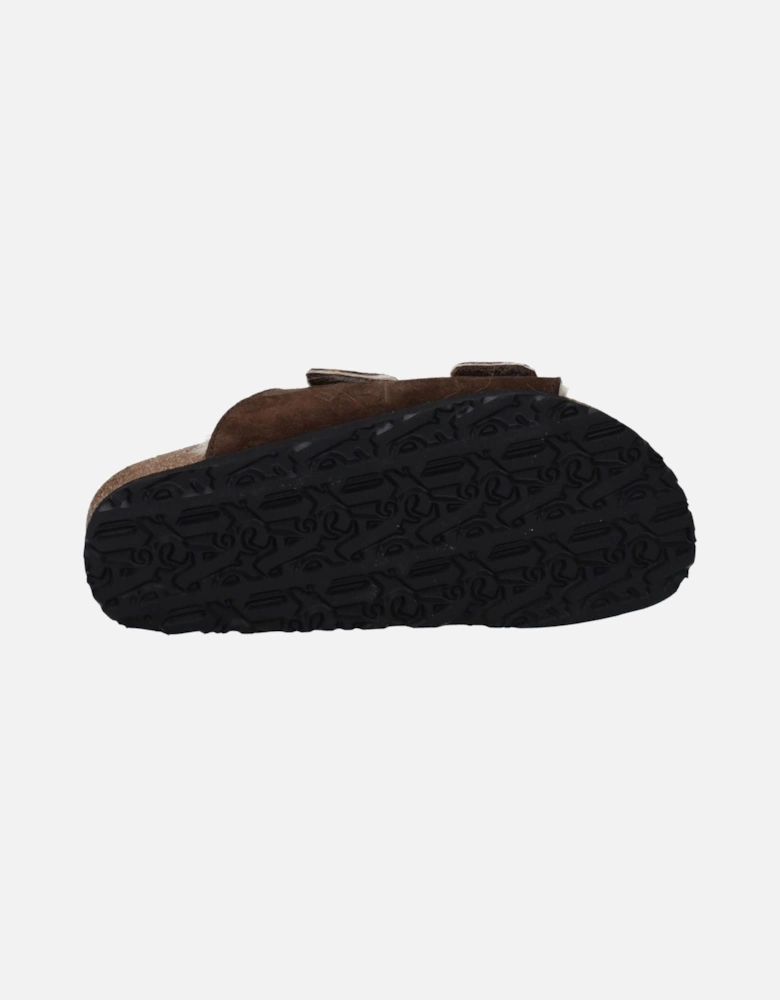Suede Open Toe Slippers with Logo Women - Brown Sandals