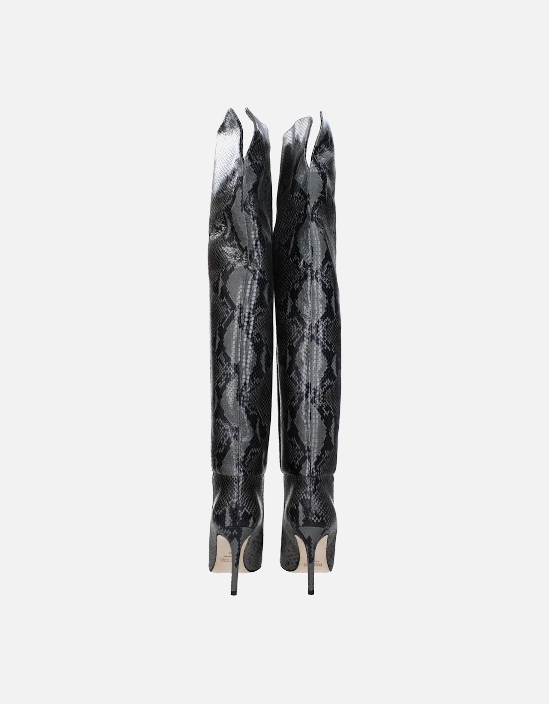 Pointy Toe High Heel Leather Boots Women - Gray