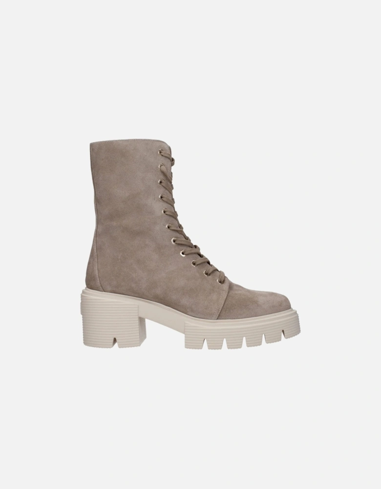 Vintage Suede Lace-Up Ankle Boots Women - Beige