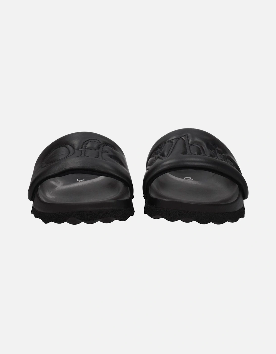 Leather Slippers with Front Logo Women - Black Sandals