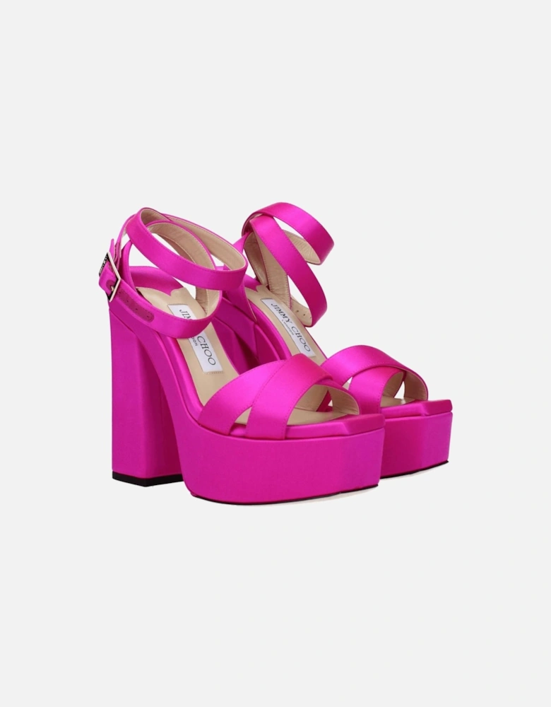 High Heel Satin Open Toe Sandals with Buckle Closure Women - Pink