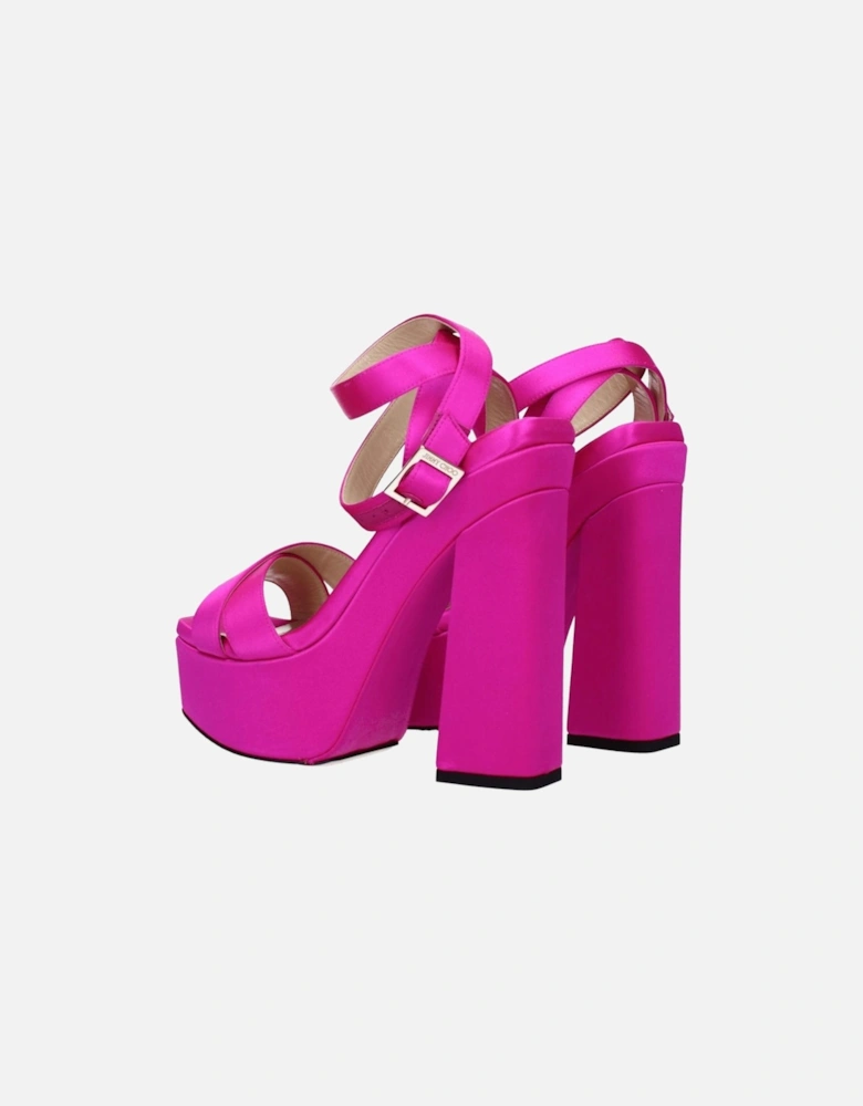 High Heel Satin Open Toe Sandals with Buckle Closure Women - Pink
