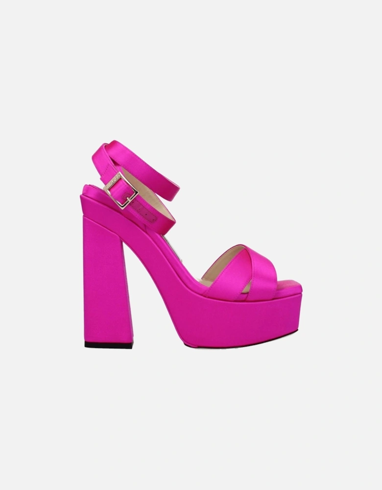 High Heel Satin Open Toe Sandals with Buckle Closure Women - Pink