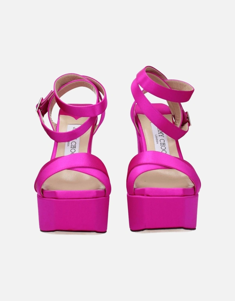 High Heel Satin Open Toe Sandals with Buckle Closure Women - Pink