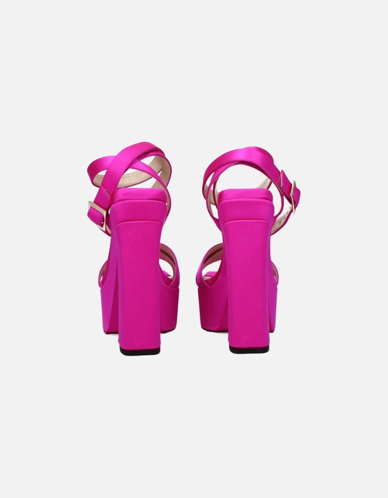 High Heel Satin Open Toe Sandals with Buckle Closure Women - Pink