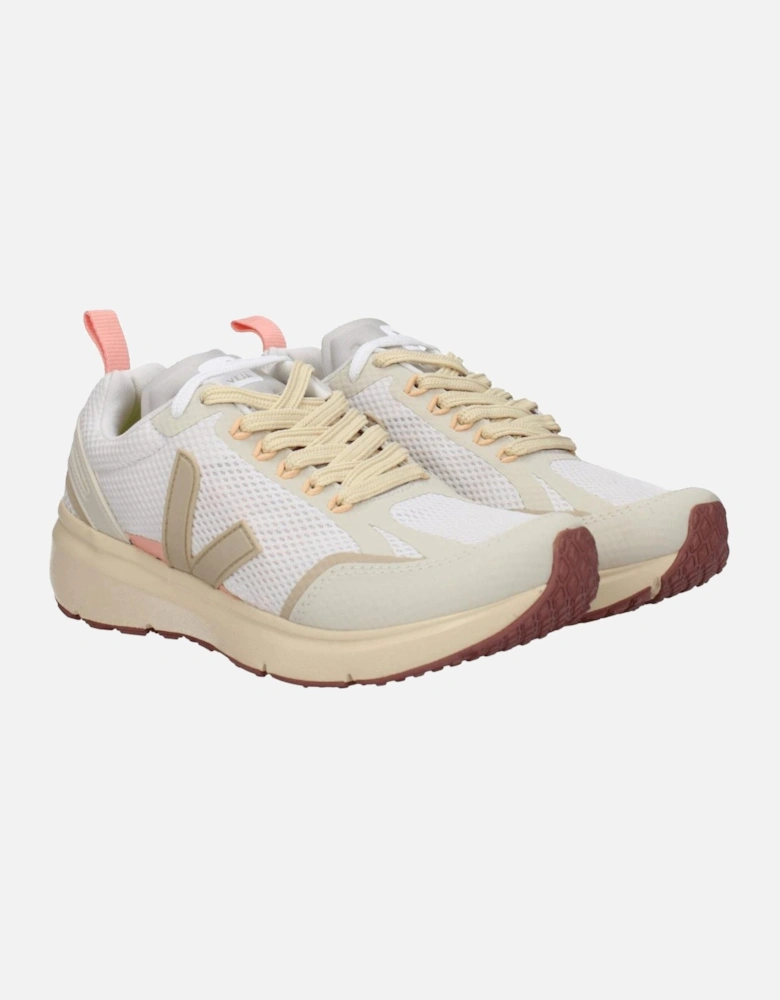 Lace-Up Mid Heel Sneakers with Logos Women - Beige
