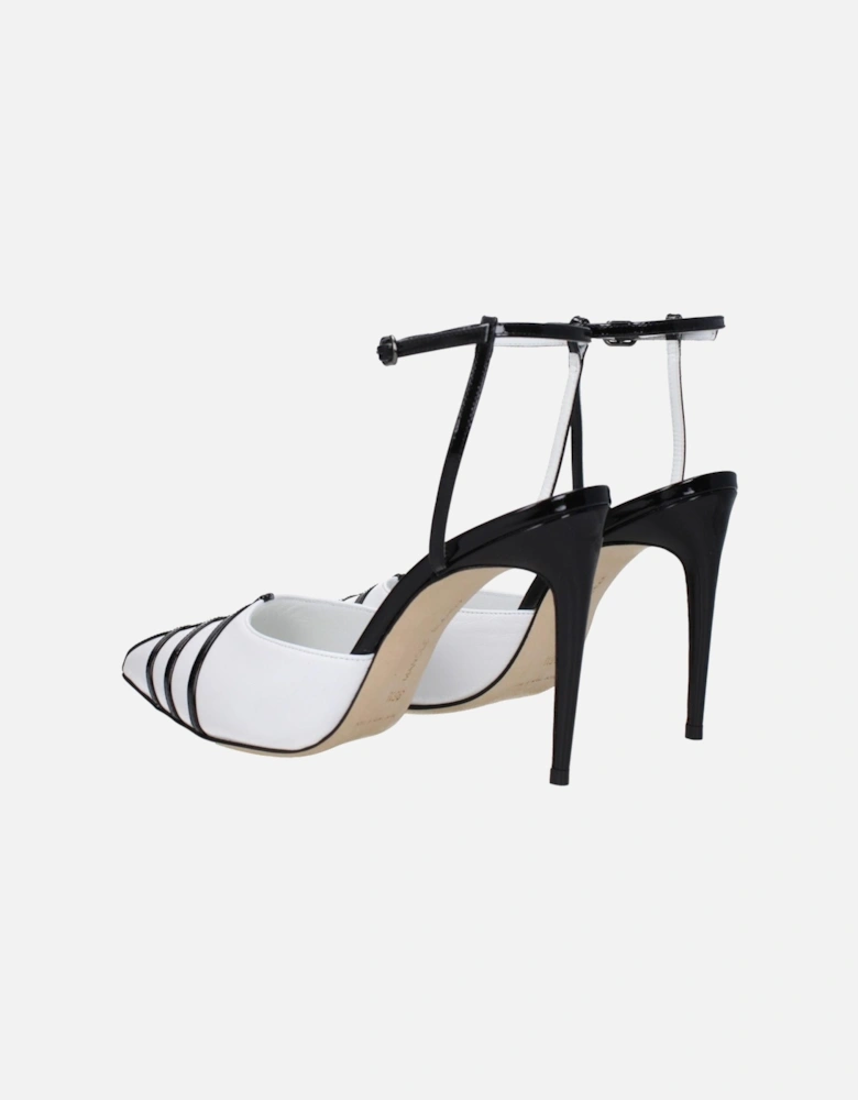 High Heel Pointy Toe Leather Sandals Women - White
