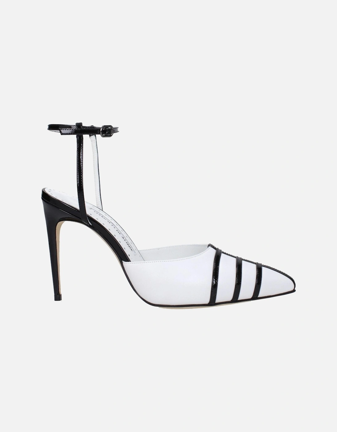 High Heel Pointy Toe Leather Sandals Women - White, 6 of 5
