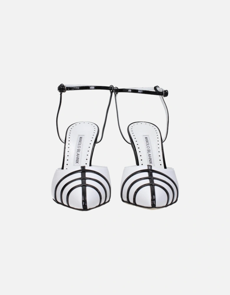 High Heel Pointy Toe Leather Sandals Women - White