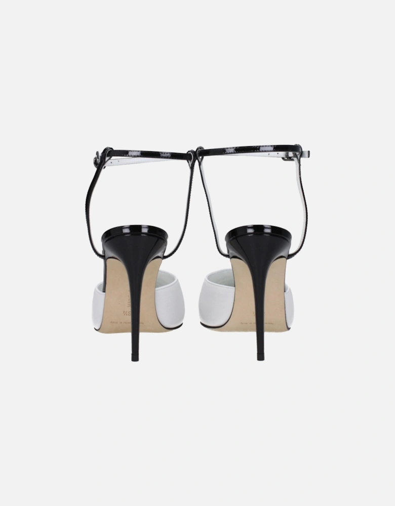 High Heel Pointy Toe Leather Sandals Women - White